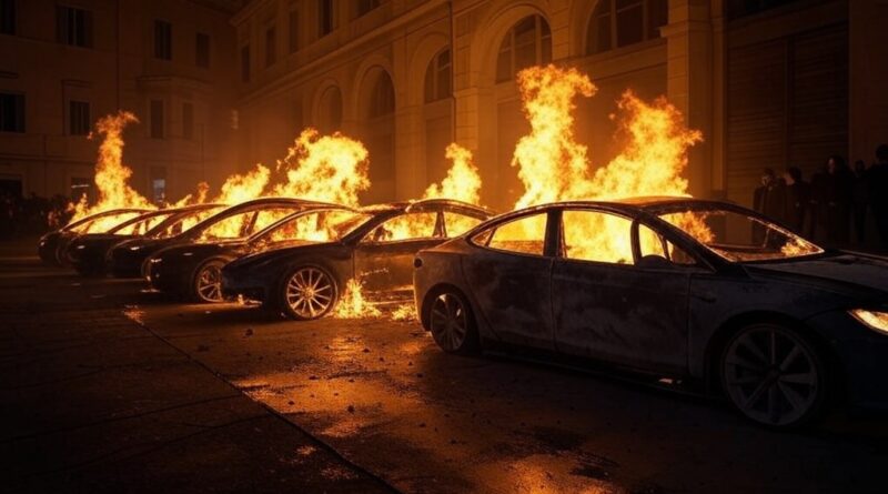 Fire Destroys 17 Teslas at Rome Dealership, Arson Suspected