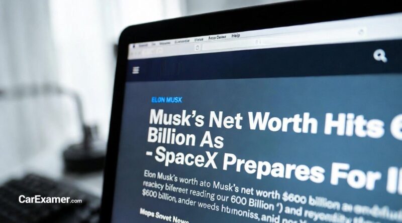 Musk’s Net Worth Hits 600 Billion Dollars, Forbes Says